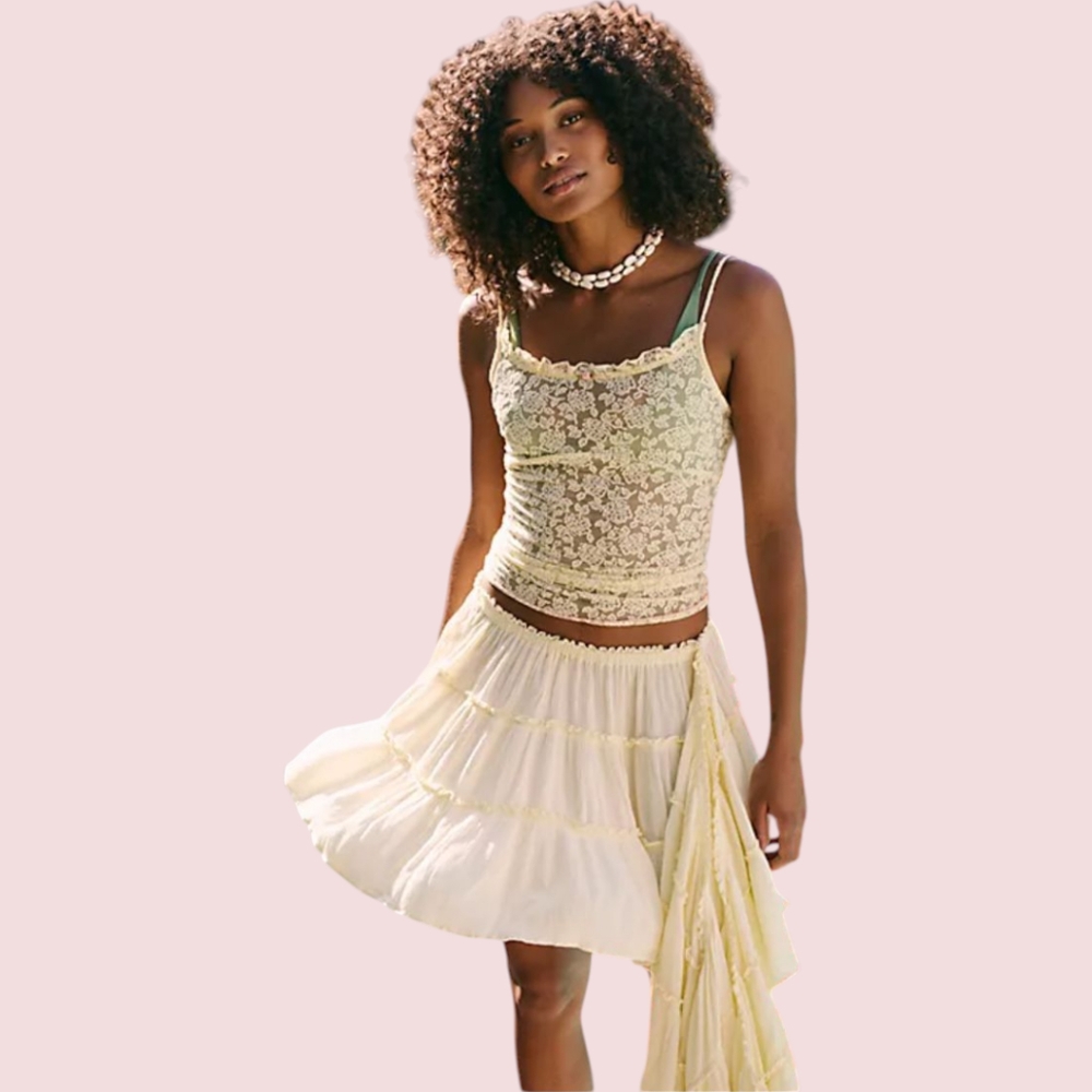 NWT Free People Jolie Skirt Sweetish Lemon Yellow XS